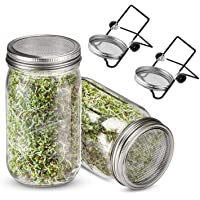 Yemiany tarro de germinar-Germinador-Kit de 2 tarros de germinación con tapas de acero inoxidable-soportes y germinador…